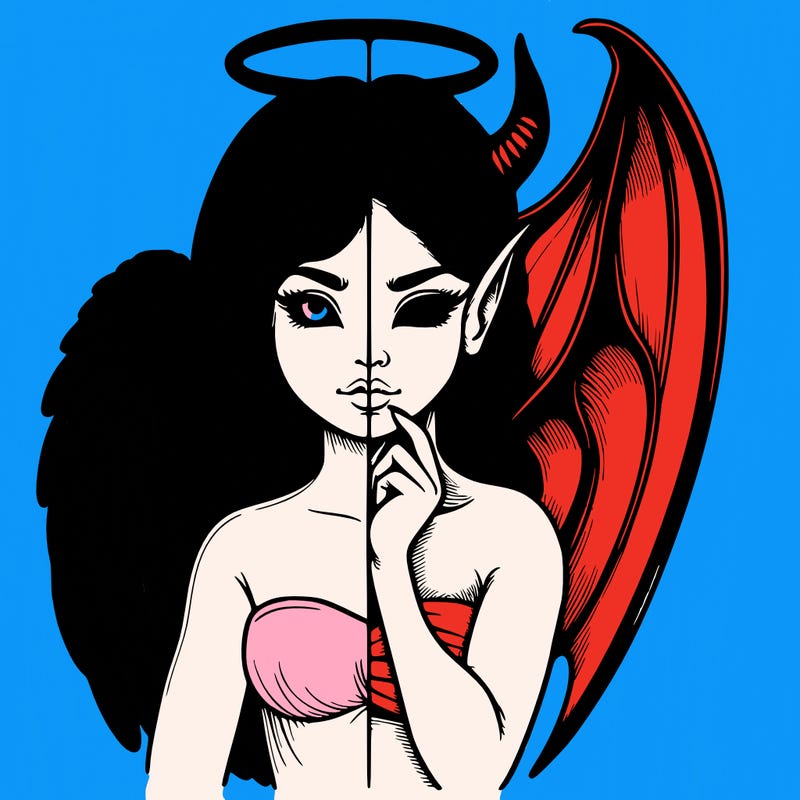 realistic angel half demon