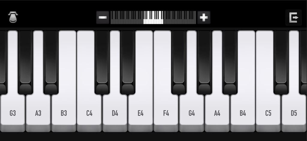 Pianofy - Learn & Play Piano - Virtual piano keyboard with labeled musical notes in the Pianofy app