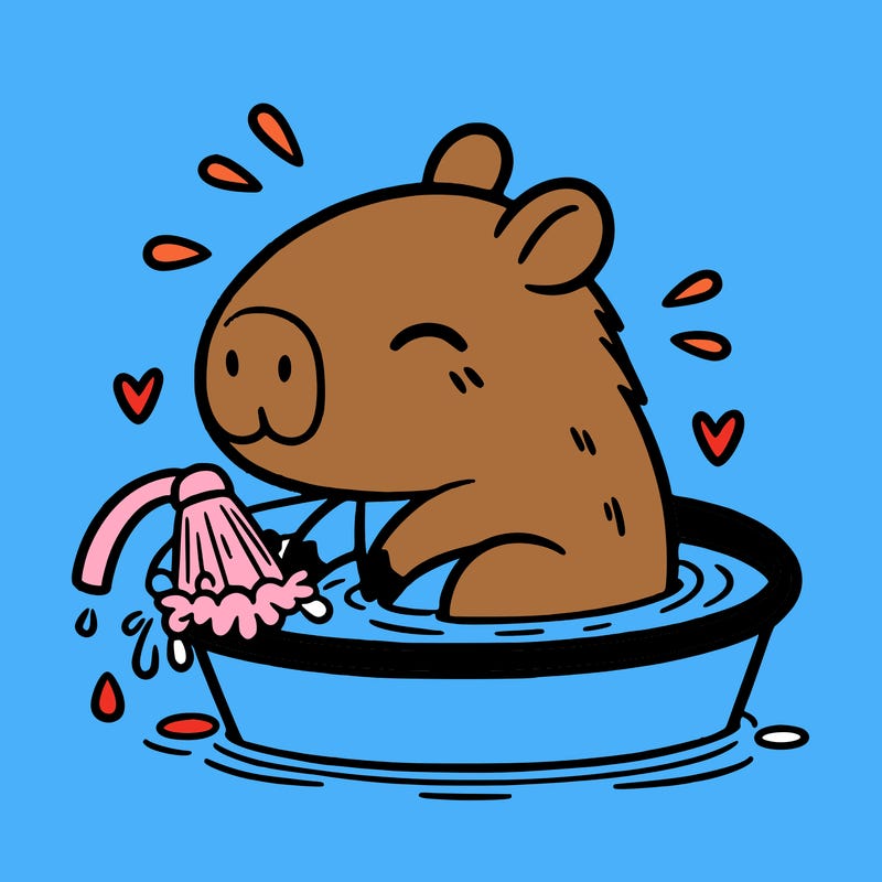 capybara taking a bath