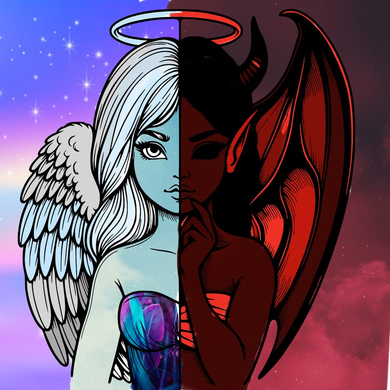 realistic angel half demon