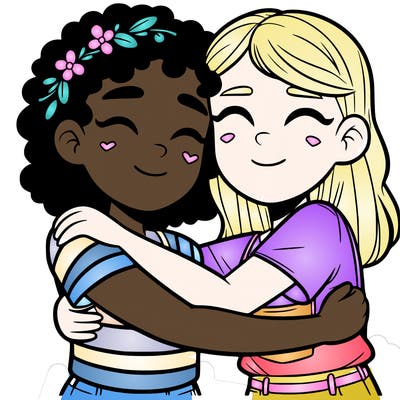 best friends hugging