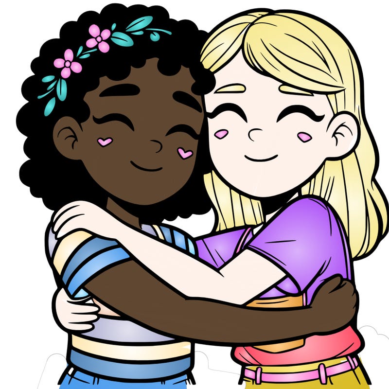 best friends hugging