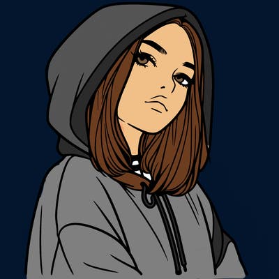 a realistic girl in a hoodie
