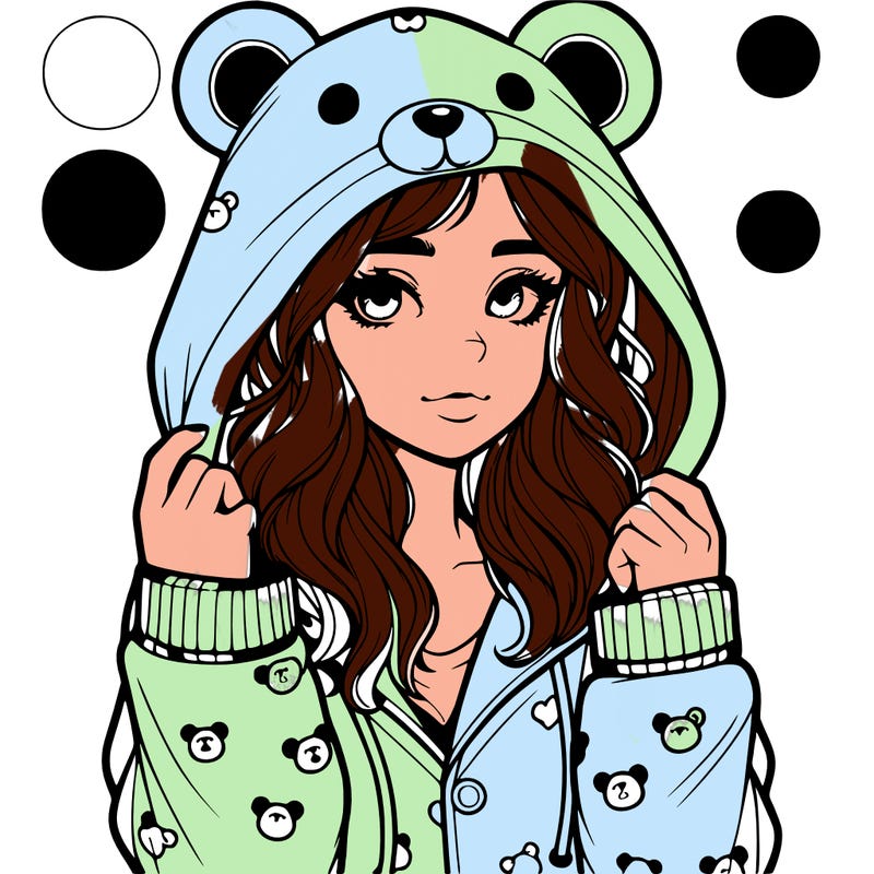 realistic girl in a animal pjs hoodie
