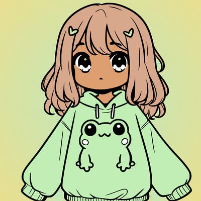 girl wearing frogging sweatshirt