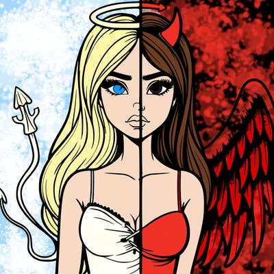 devil vs angel realistic girl