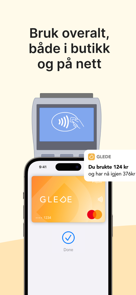 Glede App - Glede app digital card making a contactless payment at a store terminal