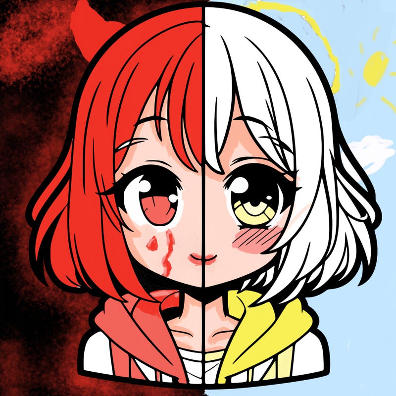 animated girl half anime