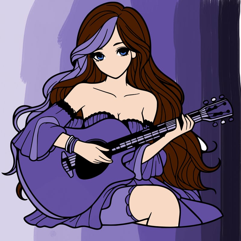 beautiful girl playing the guitar