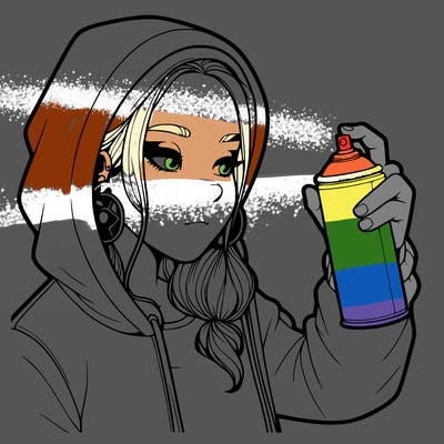 a realistic girl, spray painting