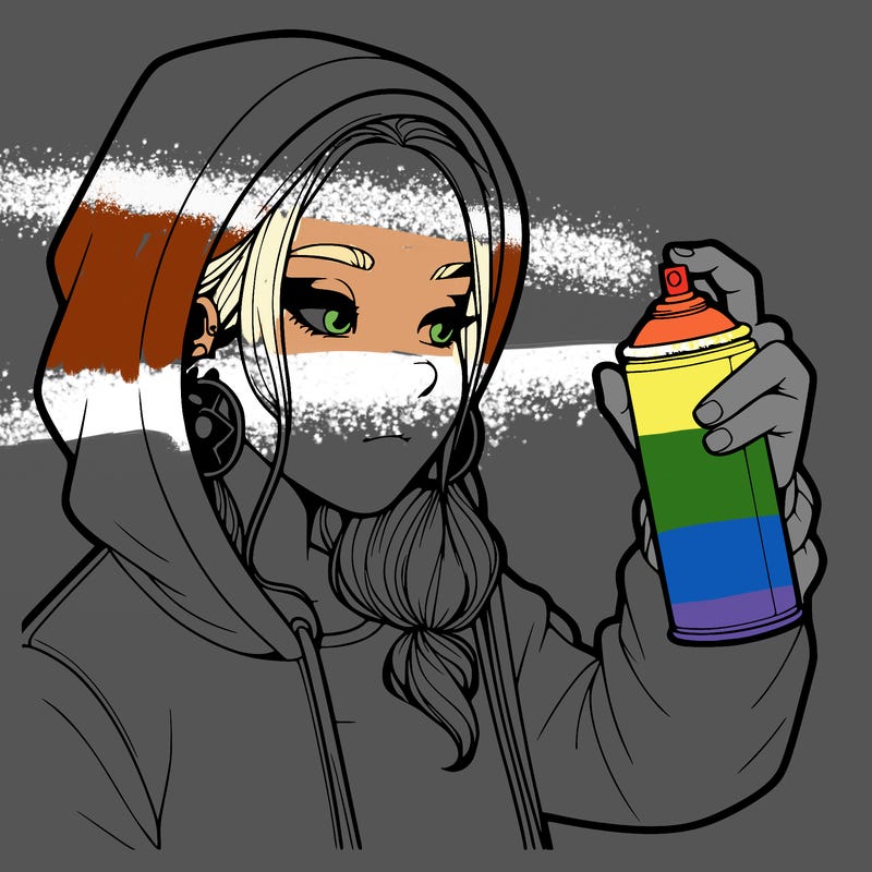 a realistic girl, spray painting