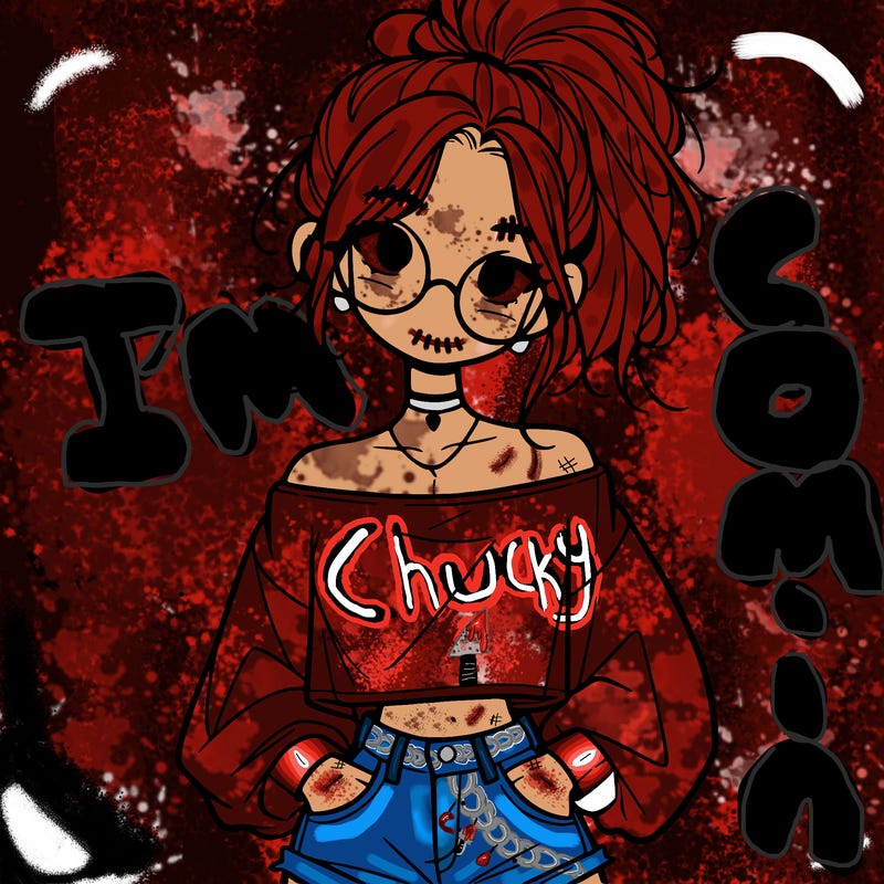 girl with a messy ponytail glasses a baggy crop top and jean shorts