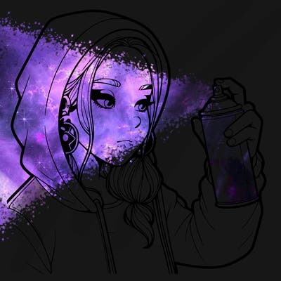 a realistic girl, spray painting