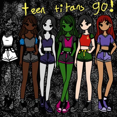 a group of girls wearing crop tops and shorts