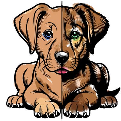 realistic dog split picture