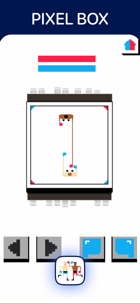 Pixelated boxing mini game for two players on one screen