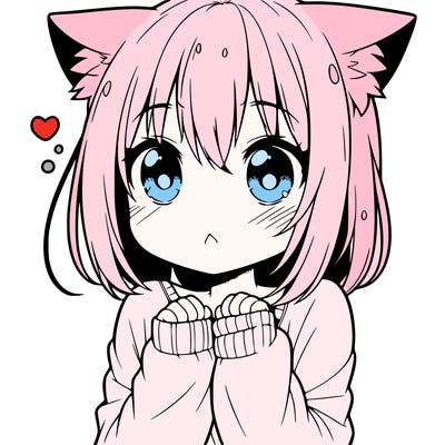 shy anime catgirl