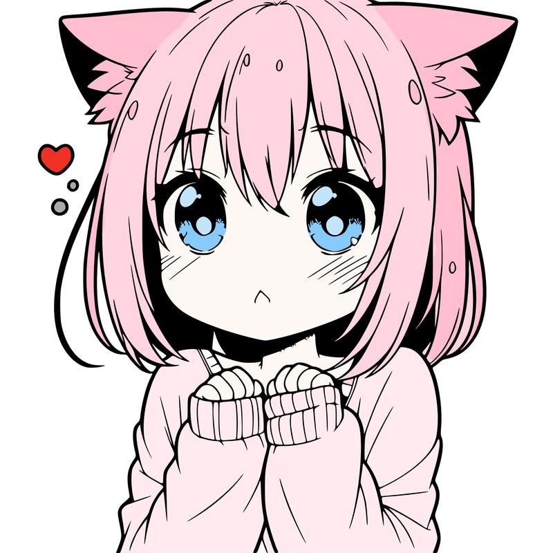 shy anime catgirl