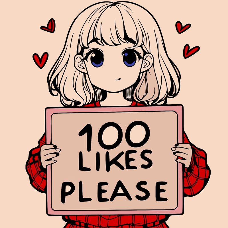 a girl holding a sign saying 100 likes please