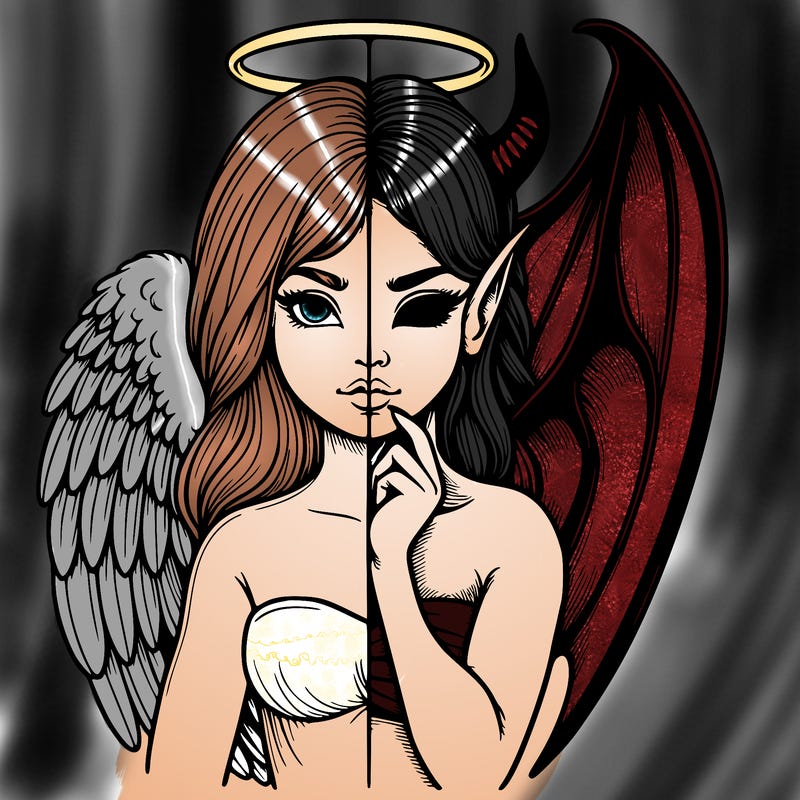 realistic angel half demon