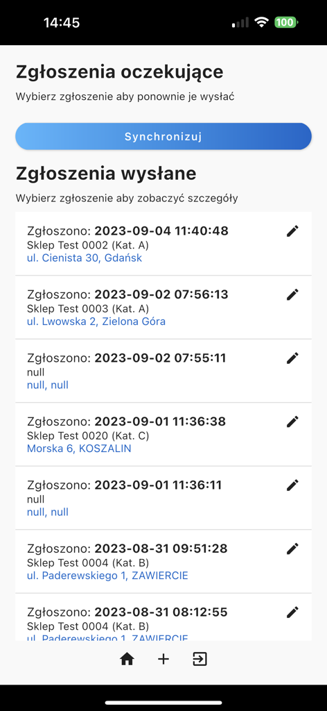 Eine Liste eingereichter Retail-Auditberichte mit Filialnamen und Daten innerhalb der PRO.Display LIVE Mobile-Anwendung.
