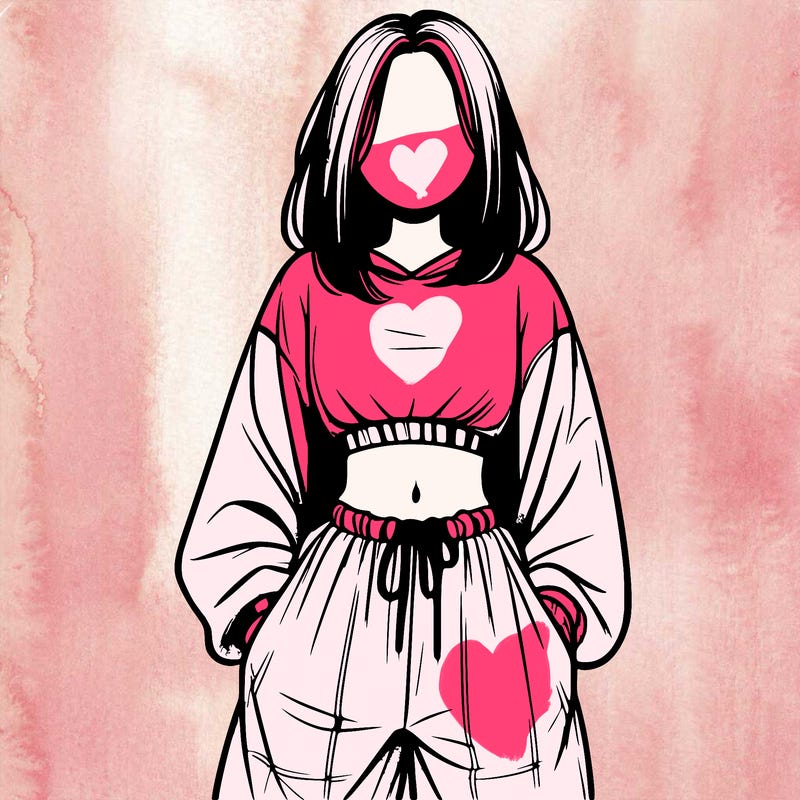 realistic girl faceless with baggy pants and a crop top