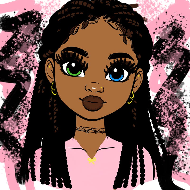 a realistic black girl with braids