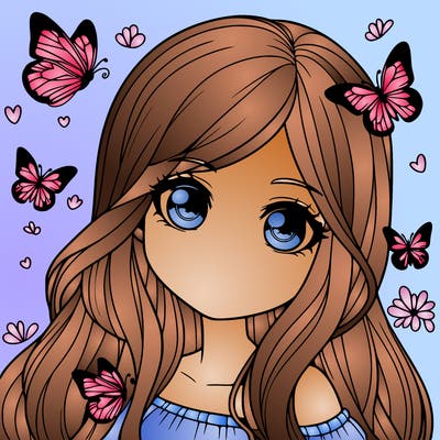 realistic girl with butterflies around her