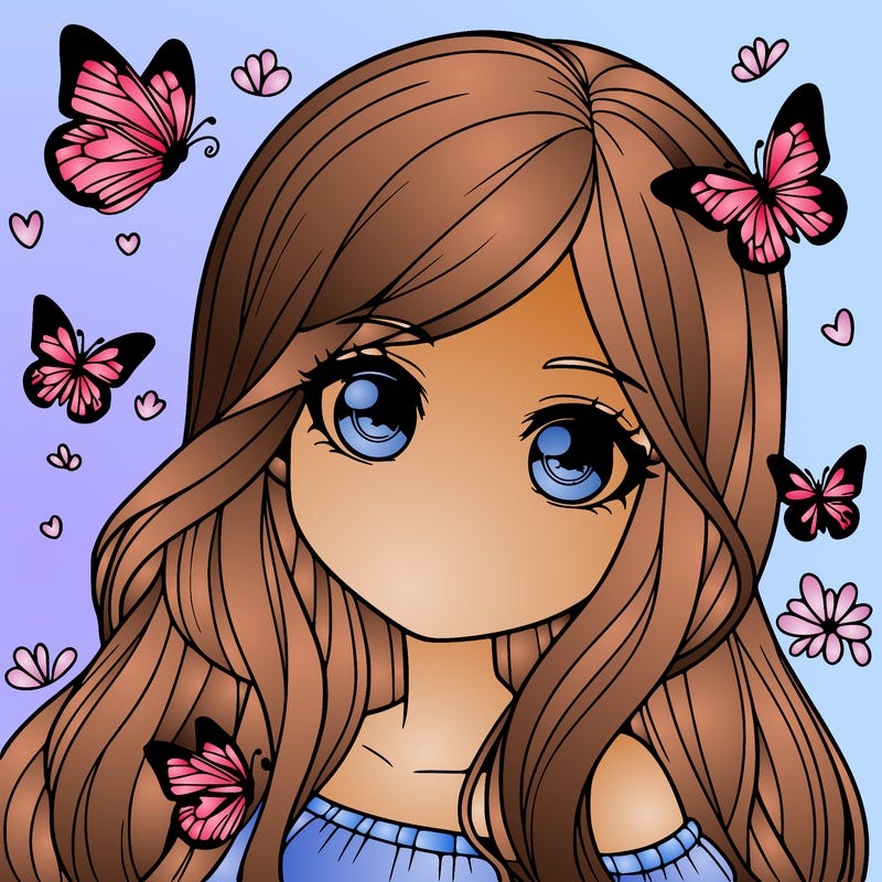 realistic girl with butterflies around her