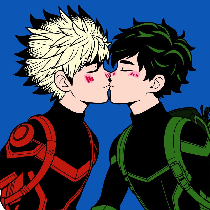 bakugo and deku (from my hero academia) kissing