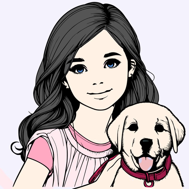 realistic girl with dog