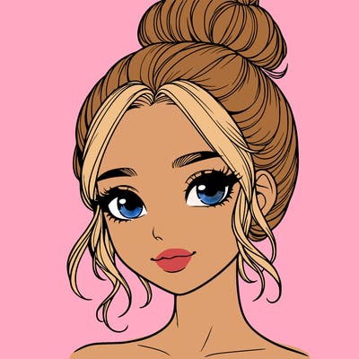 realistic pretty girl with hair in bun