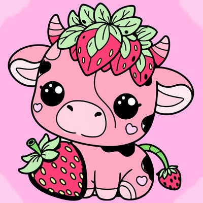 cute strawberry cow
