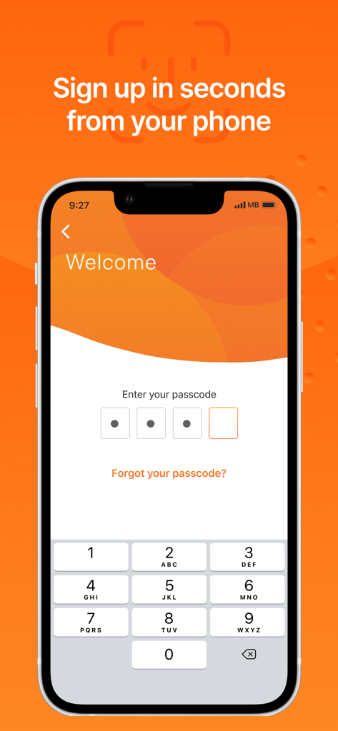 MuchBetter - Pantalla de bienvenida de la aplicación móvil MuchBetter que muestra la entrada de contraseña para un inicio de sesión seguro