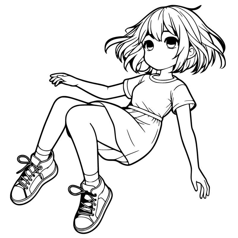 a realistic girl floating