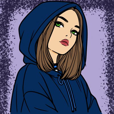 a realistic girl in a hoodie