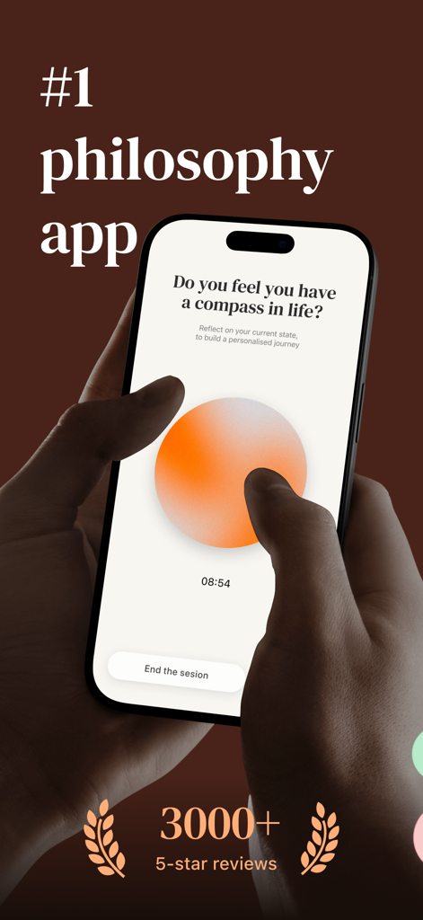Alter・Daily Philosophy Journal - Smartphone screen showing a reflective question on the Alter daily philosophy journal app