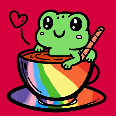 cute frog in a tea cup