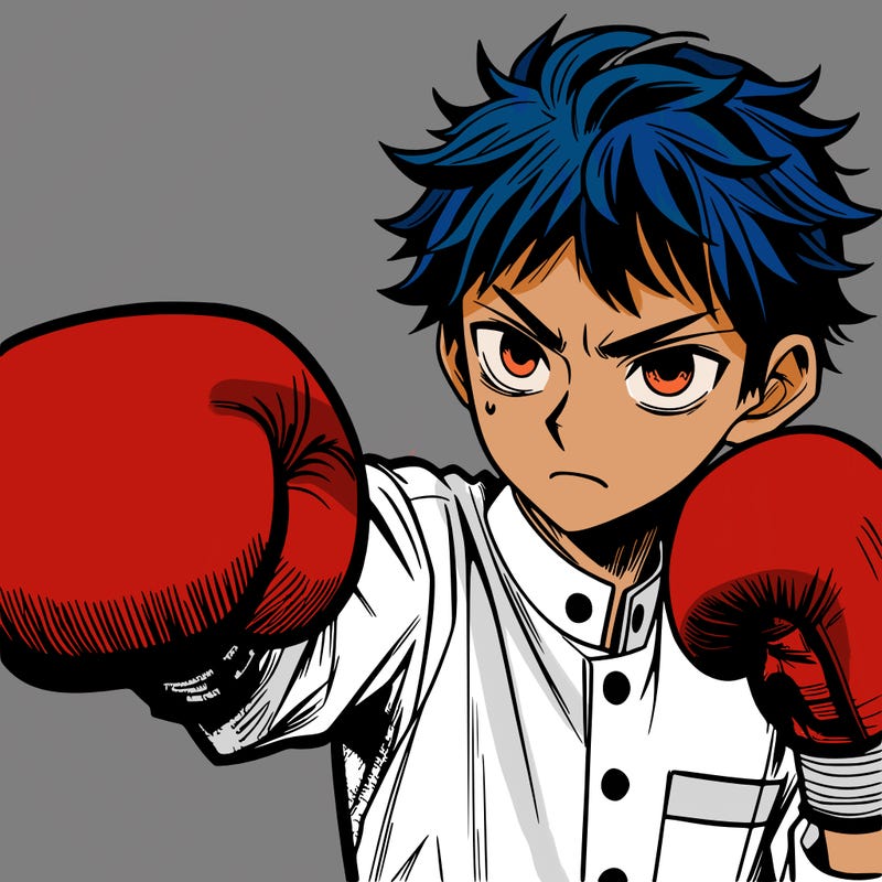 manga guy boxing someone