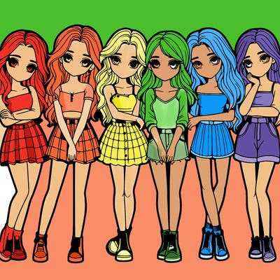 a group of girls realistic