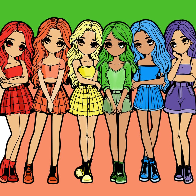 a group of girls realistic