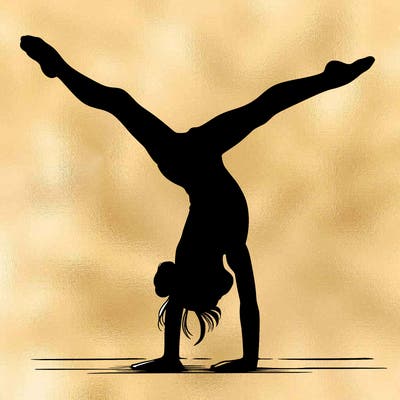 realistic gymnastic hand stand girl in four splits