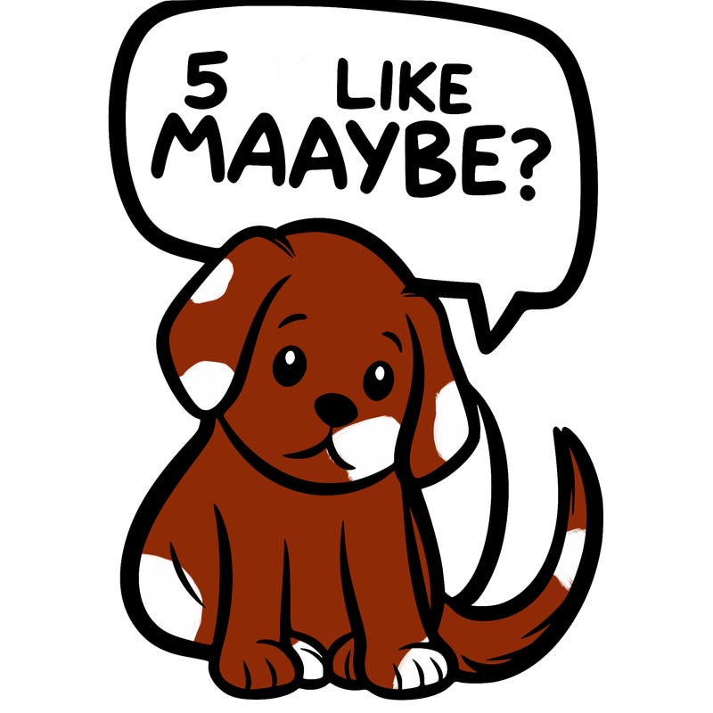 a puppy that says 5 like maybe