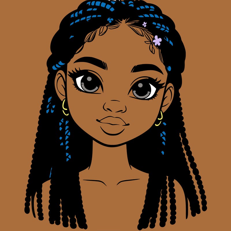 a realistic black girl with braids