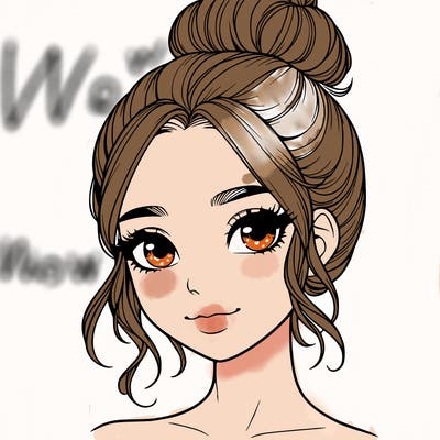 realistic pretty girl with hair in bun