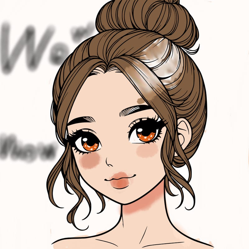 realistic pretty girl with hair in bun