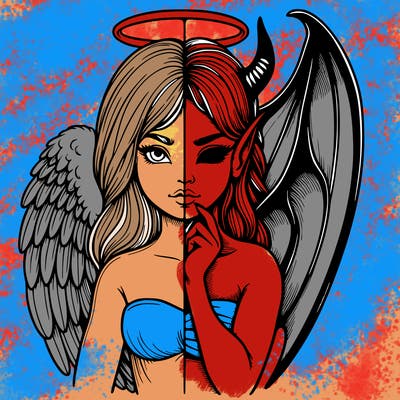 realistic angel half demon