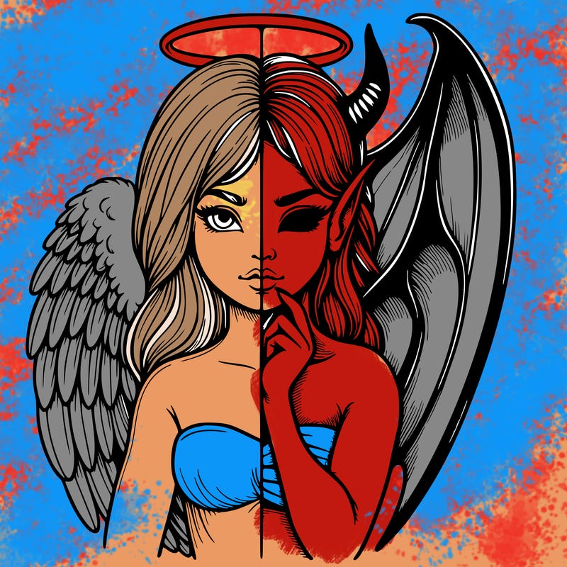 realistic angel half demon