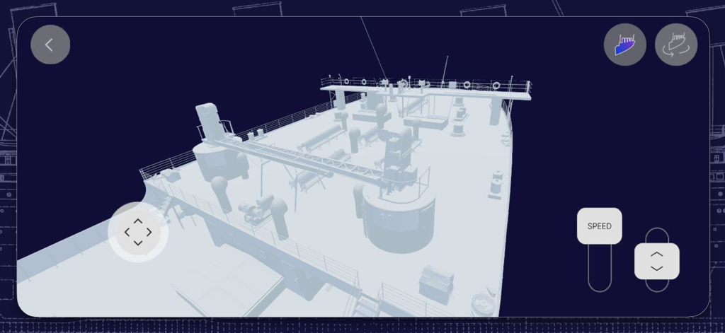 TITANIC MODEL - Detailed 3D view of the Titanic deck showing historical machinery and structures in the Titanic Model app