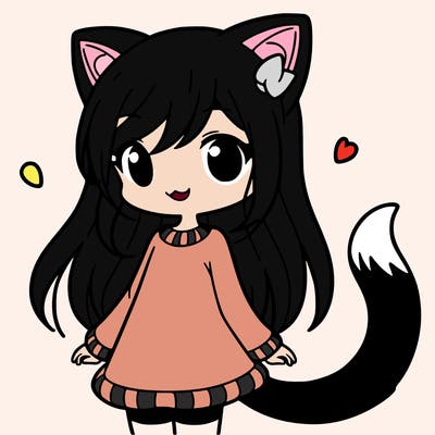 girl with cat ears and tail